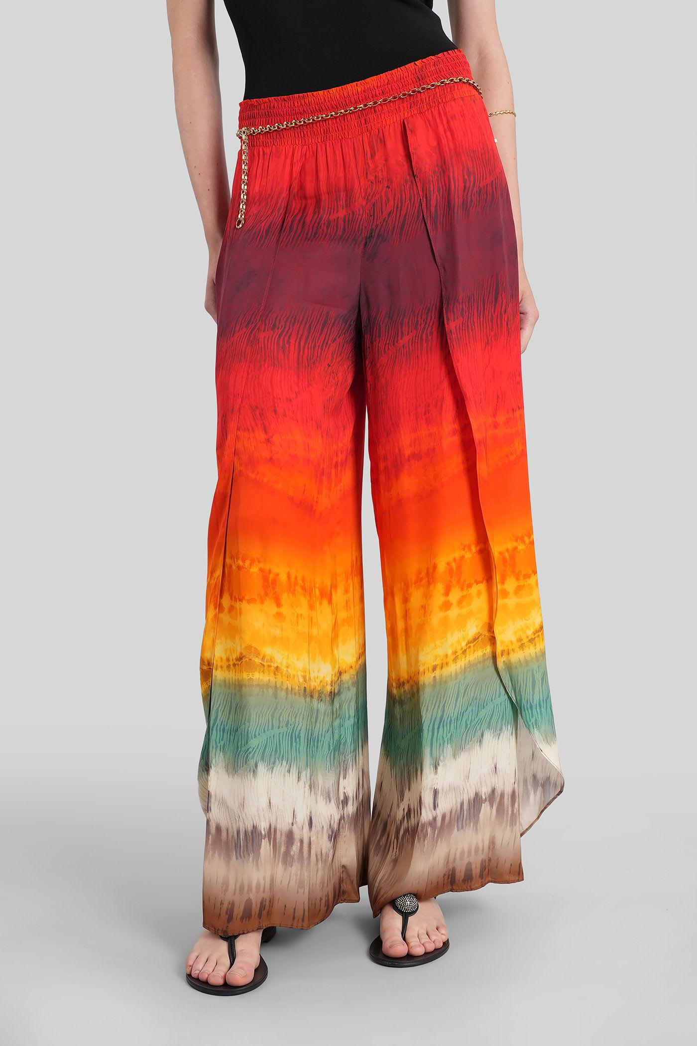 alice + olivia larissa pants in red viscose