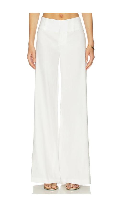 alice + olivia olivia wide leg cuffed pant in white.