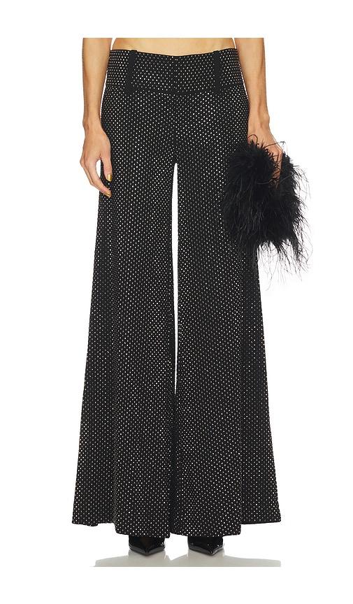 alice + olivia olivia wide leg flare pant in black.