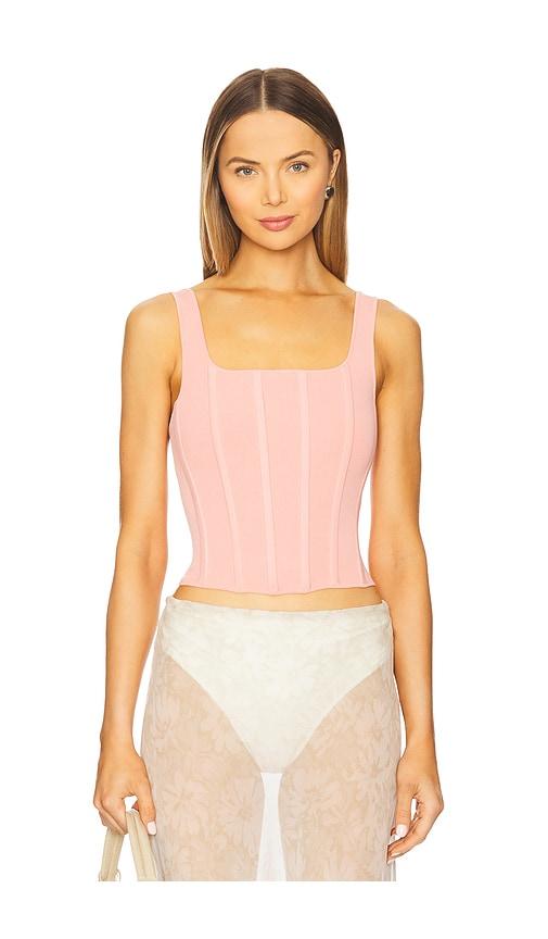 alice + olivia ruby corset tank in rose.