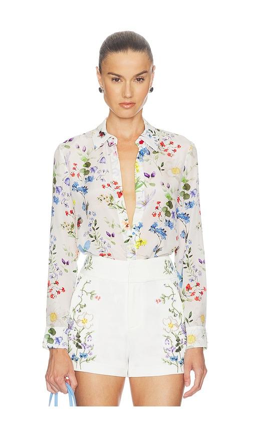 alice + olivia willa top in white.