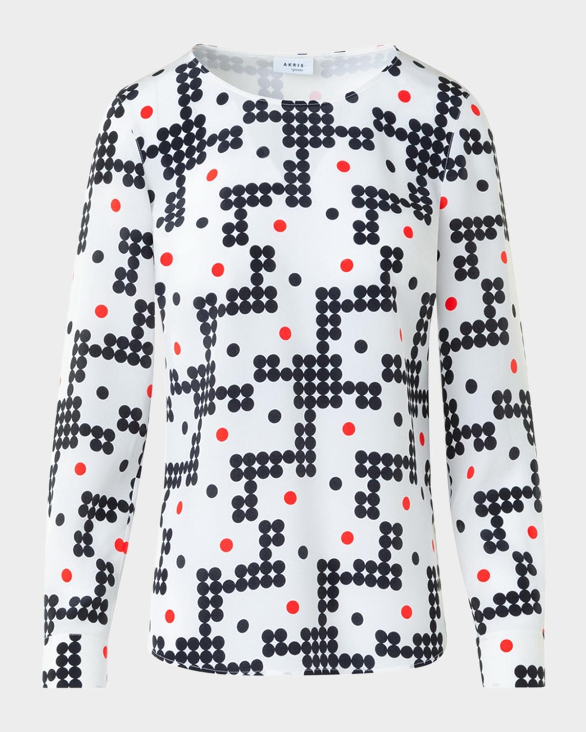 alice dot grid crepe de chine blouse