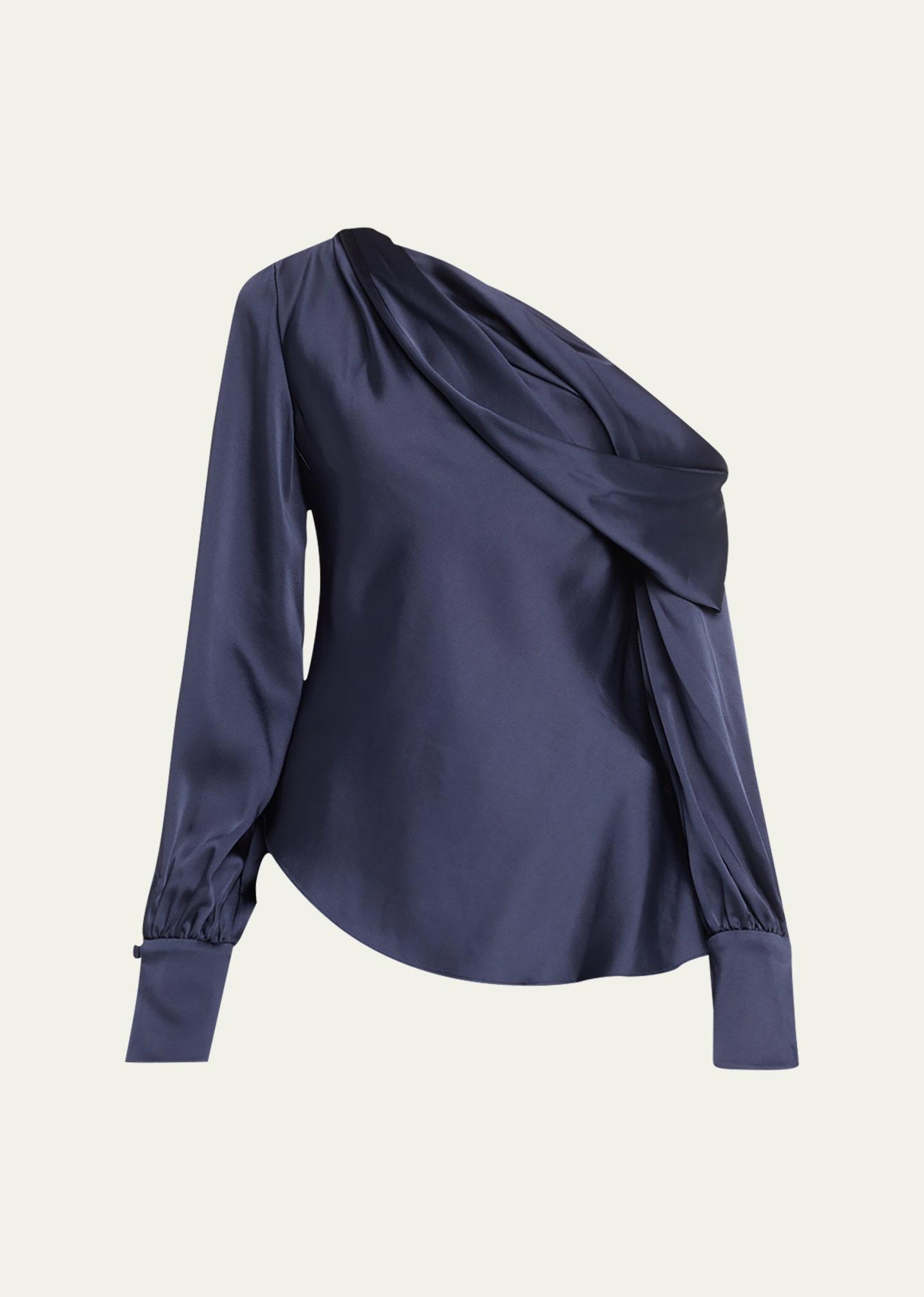 alice draped satin one-shoulder top