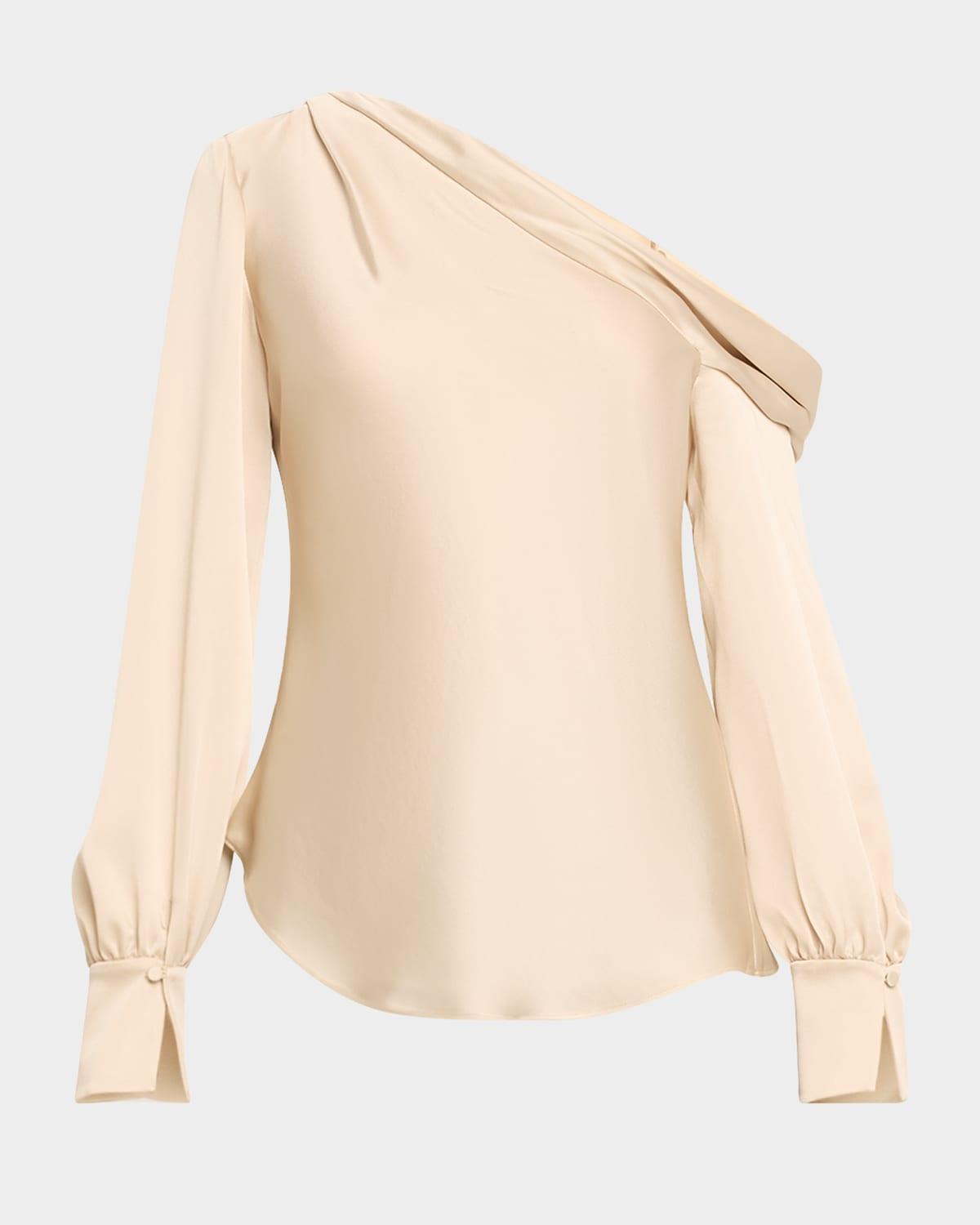 alice draped satin one-shoulder top