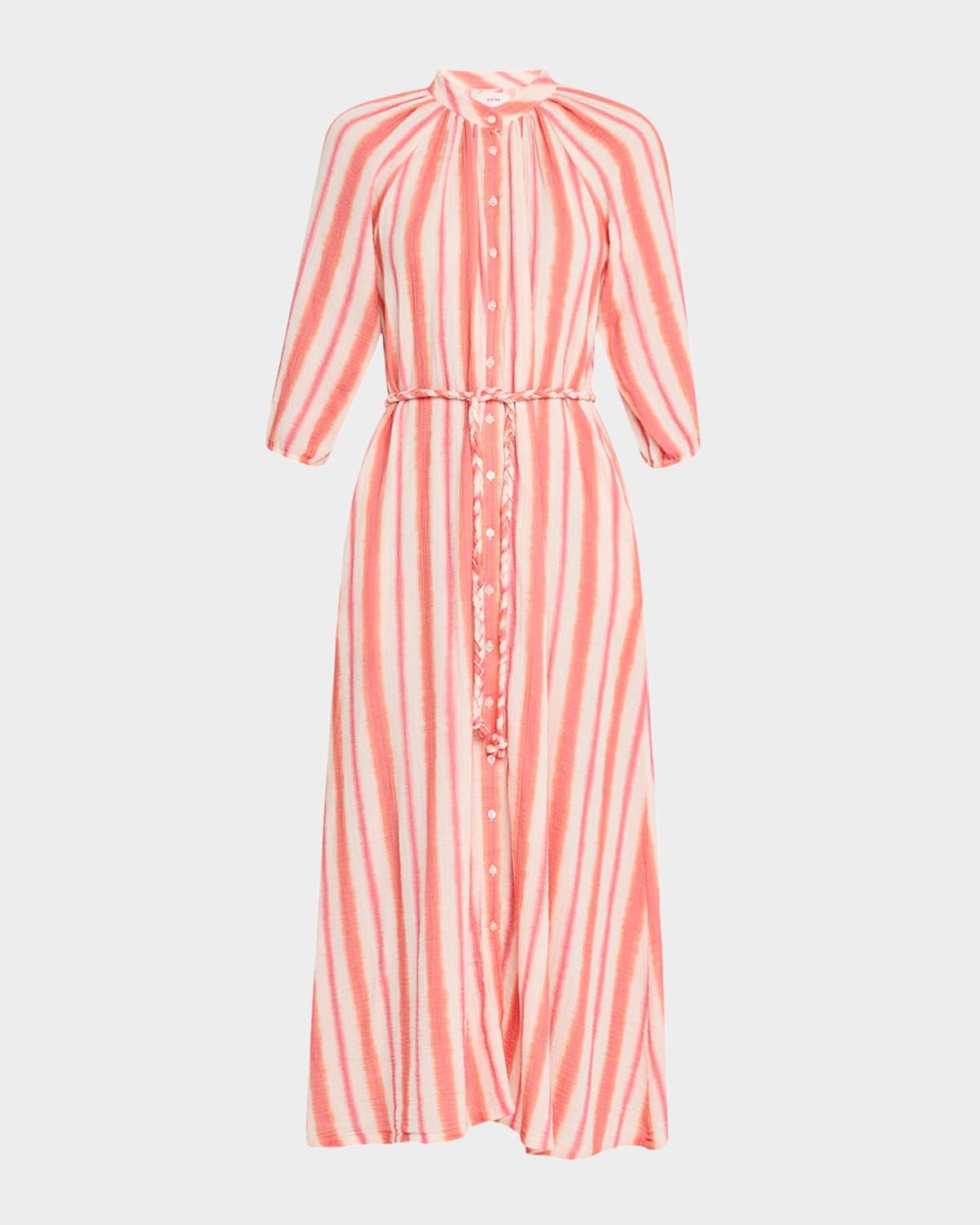 alicia striped cotton midi dress