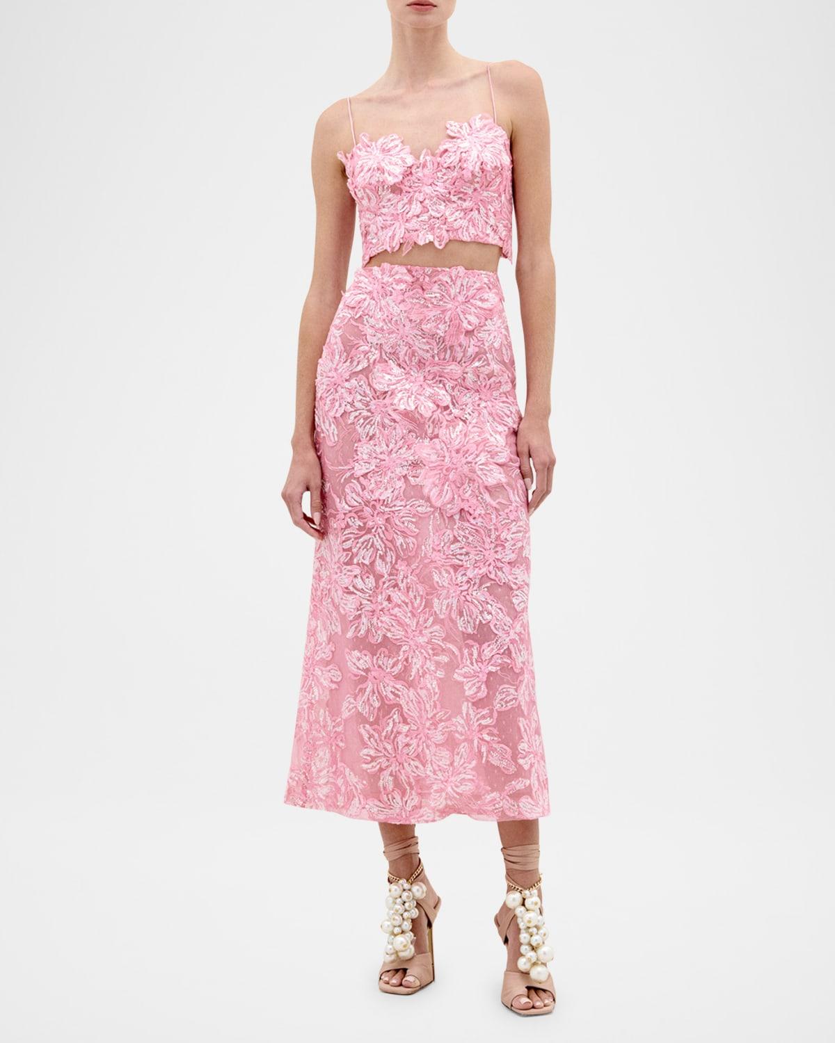 alida floral sequined crop top