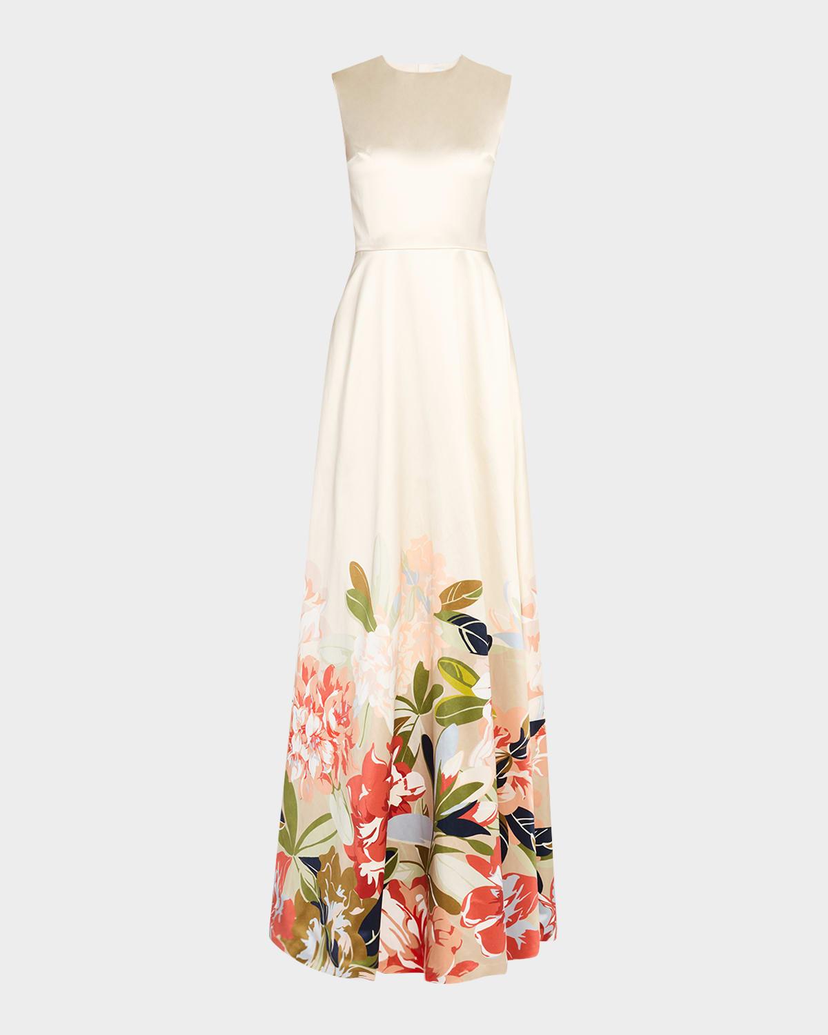 alienor floral print duchess satin dress