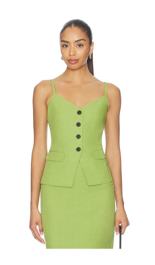 aligne apple linen mix waistcoat in green.