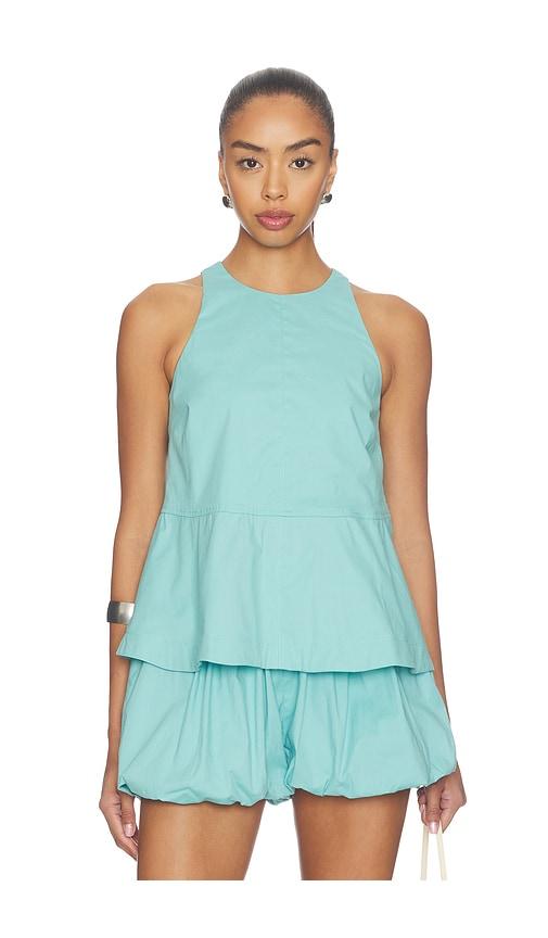 aligne carlos poplin peplum top in blue.