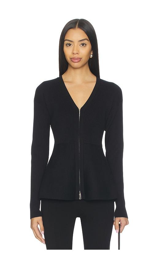 aligne faye zip up cardigan in black.