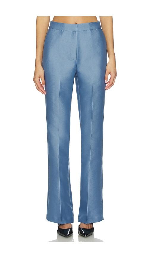 aligne figaro satin trouser in heather in blue.