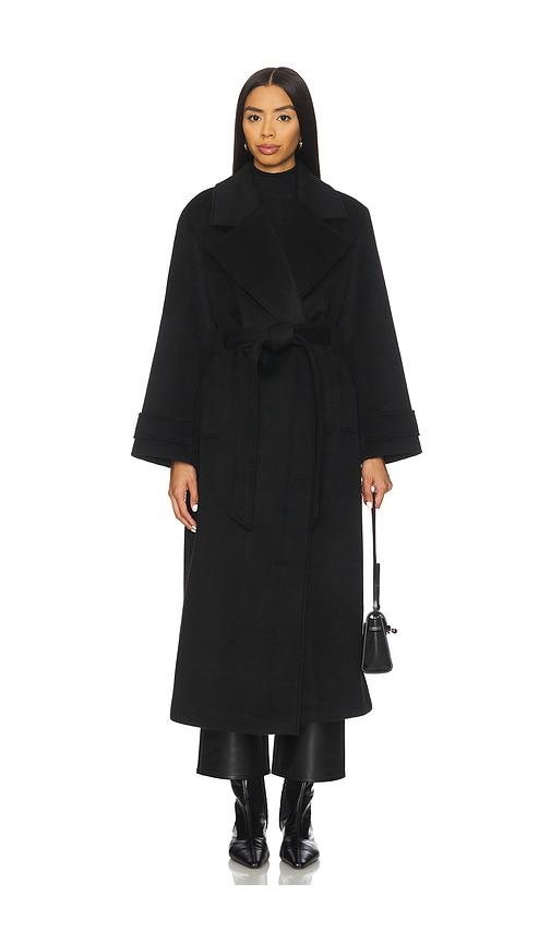 aligne george wrap coat in black.