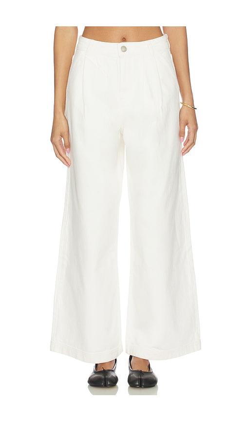 aligne lainey wide leg denim jean in cream.