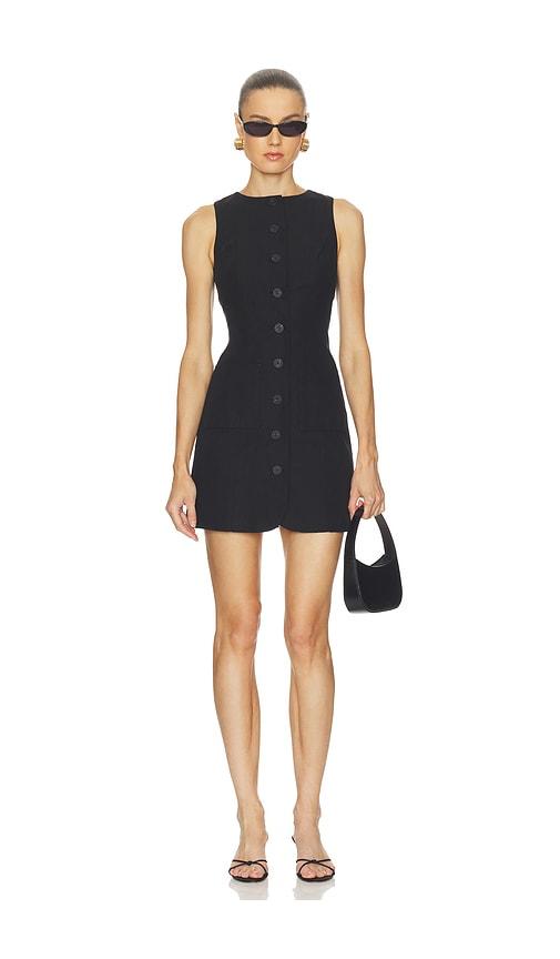 aligne leah linen mix dress in black.