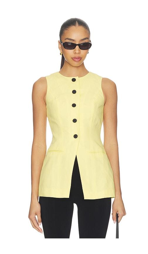 aligne leo linen mix waistcoat in lemon.