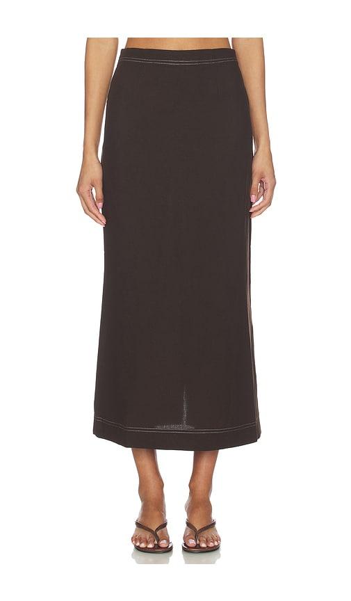 aligne mia linen mix skirt in chocolate.