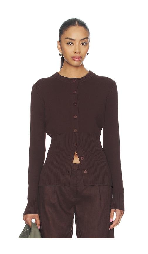 aligne ruby knitted cardigan in chocolate.