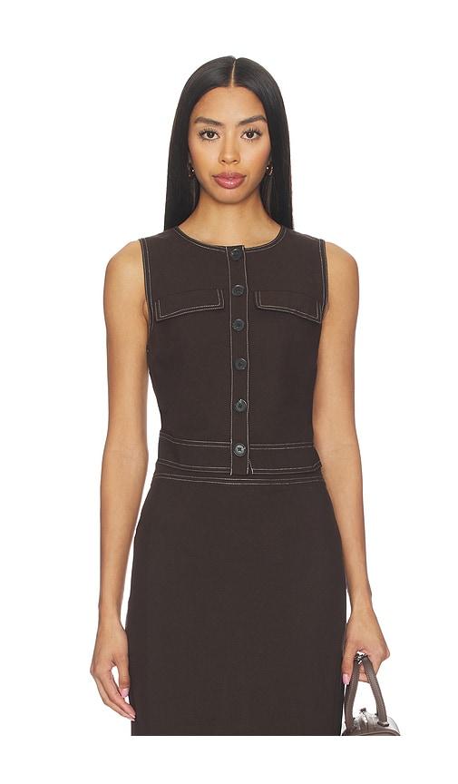 aligne summer linen mix waistcoat in chocolate.