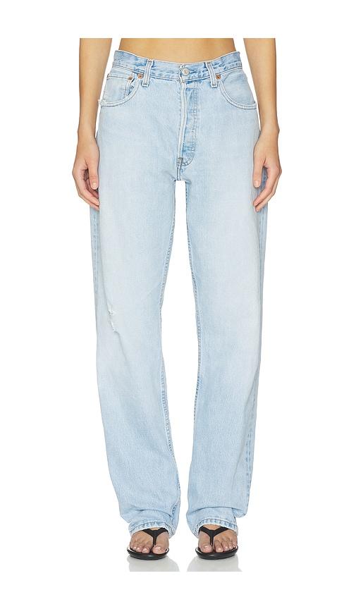 aligrace tomboy straight leg jeans in blue.