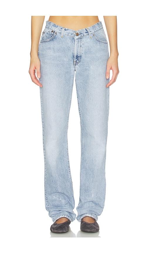 aligrace v waist skinny jeans in blue.