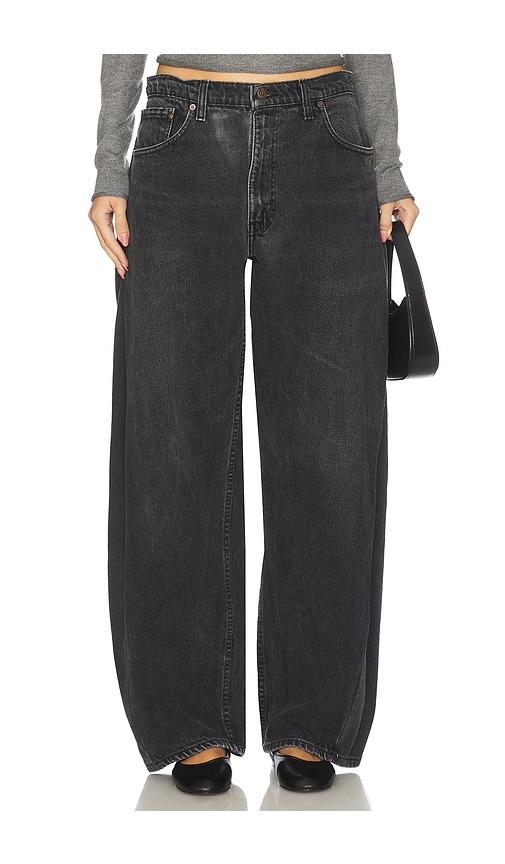 aligrace vintage barrel jeans in black.
