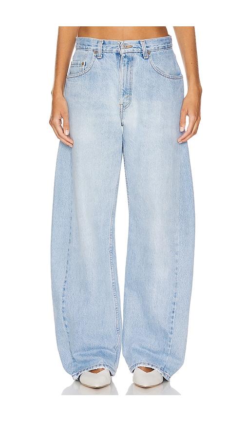 aligrace vintage barrel wide leg jeans in denim-light.