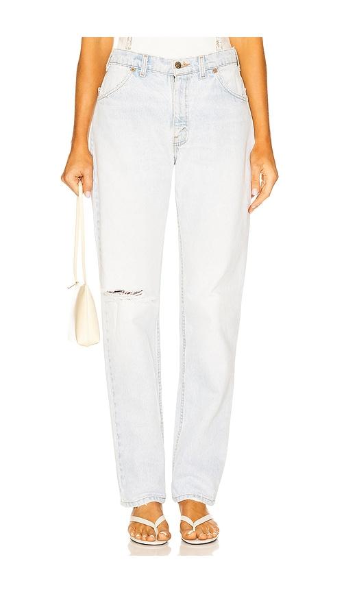 aligrace vintage classic relaxed long jeans in blue.