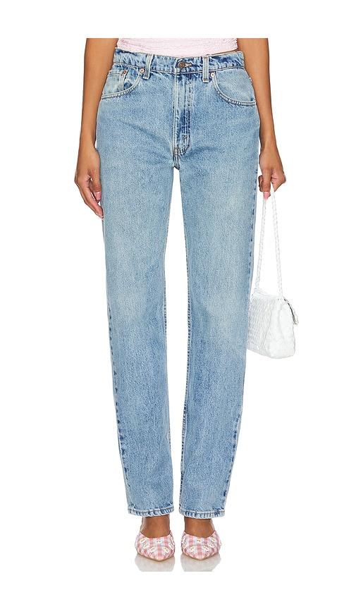 aligrace vintage classic relaxed straight jeans in denim-light.