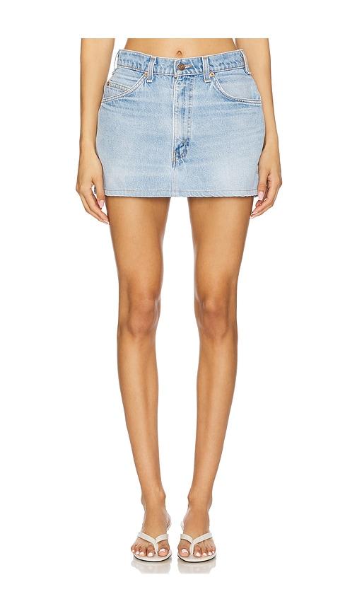 aligrace vintage hemmed mini skirt in blue.