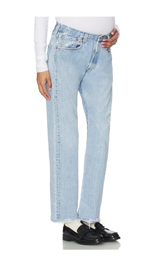 aligrace vintage maternity baggy jeans in blue.