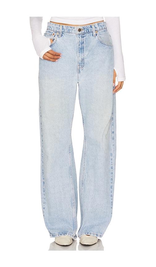 aligrace vintage wide leg jeans in blue.
