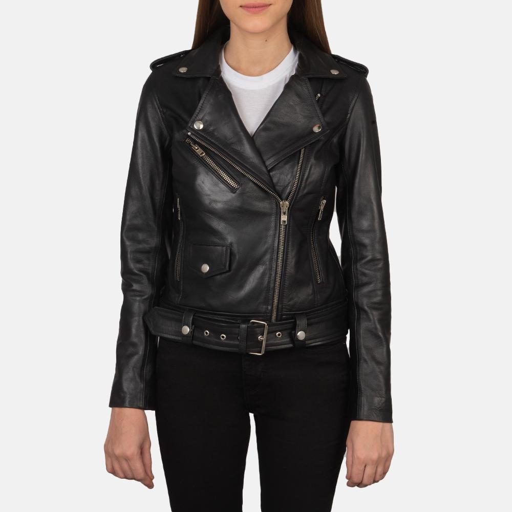 alison black leather biker jacket