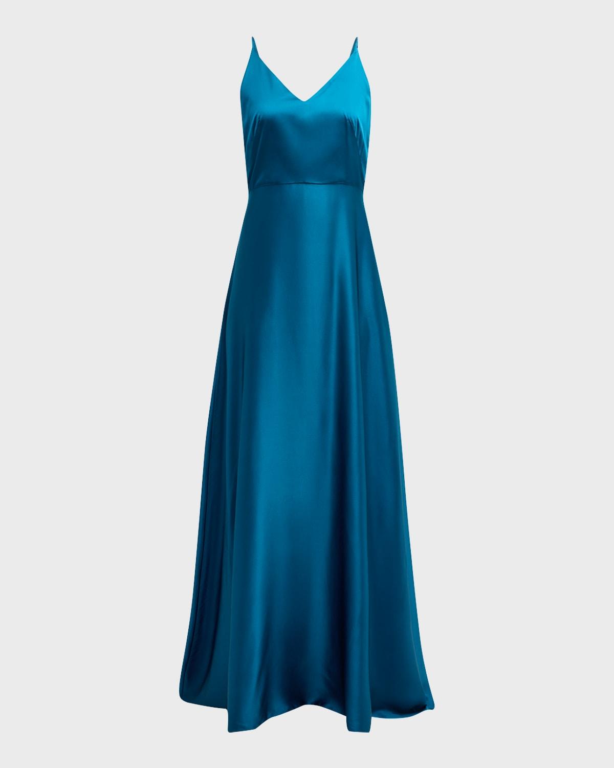 alison draped a-line silk gown