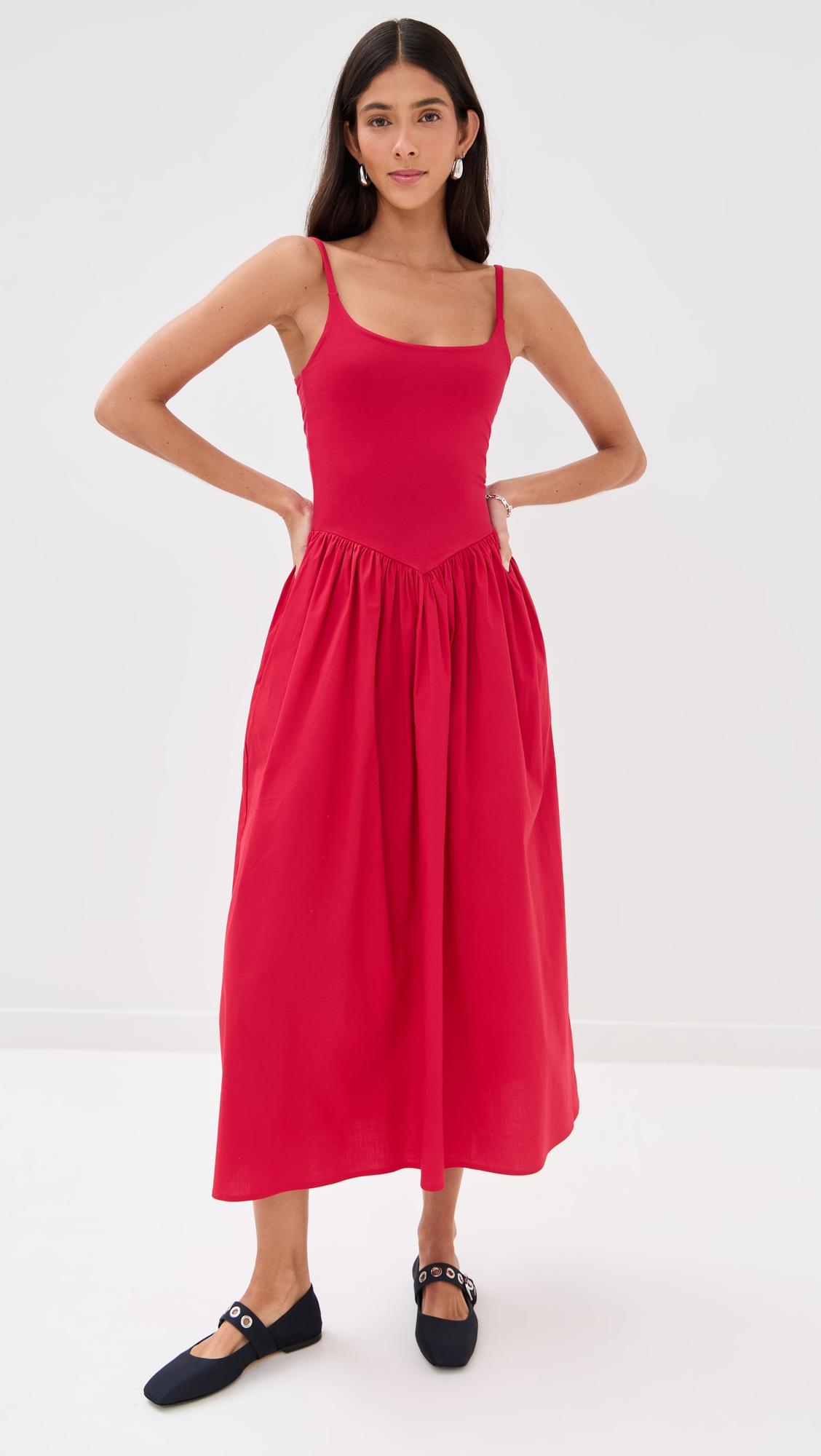 alix mixed fabric tank dress