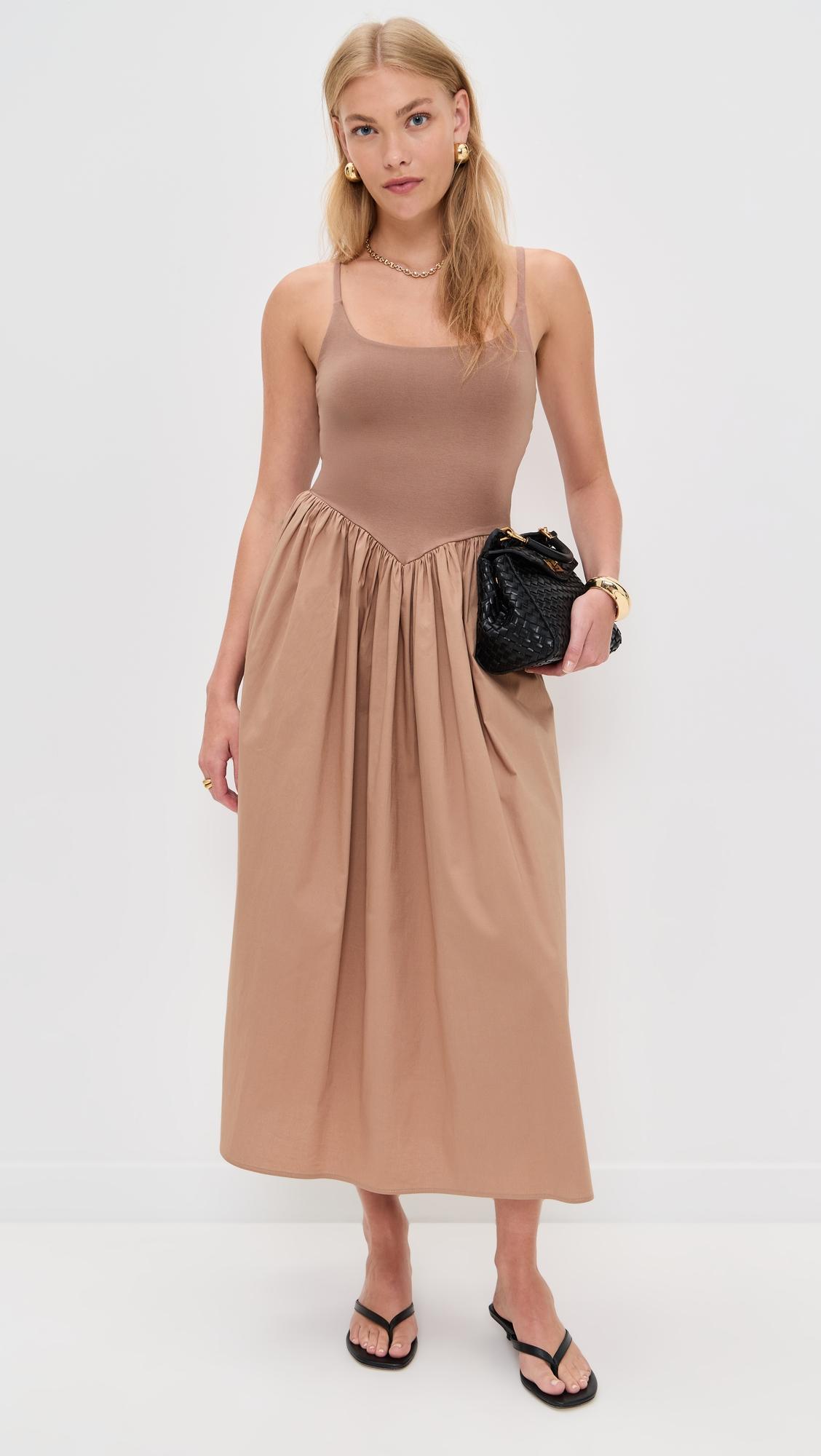 alix mixed fabric tank dress