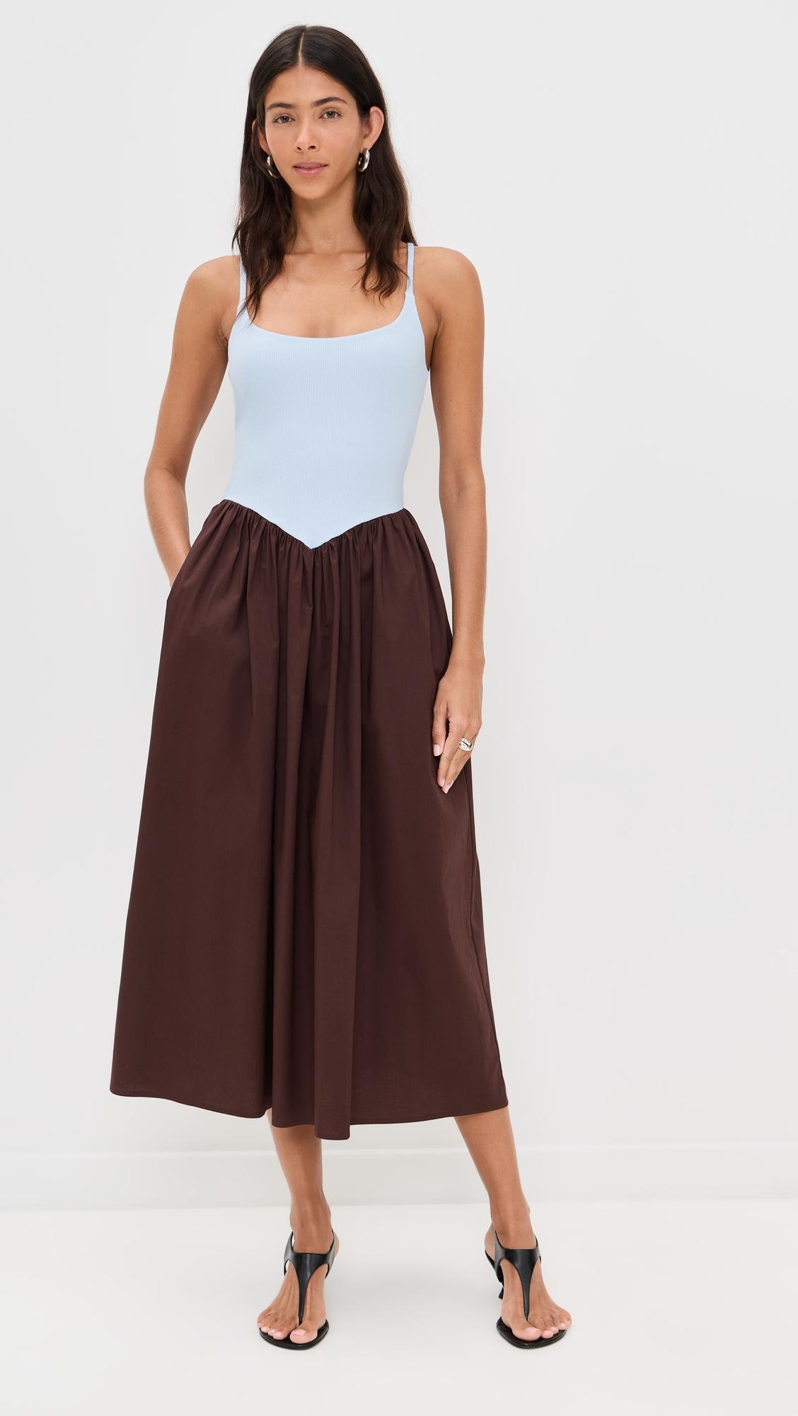 alix mixed fabric tank dress