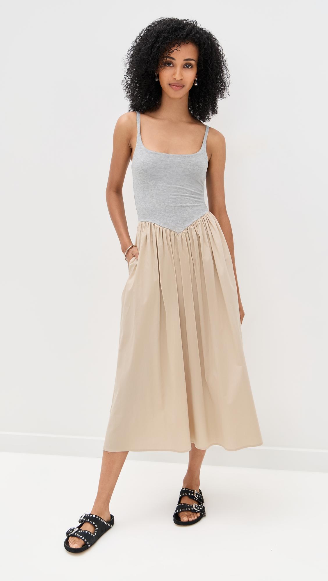 alix mixed fabric tank dress