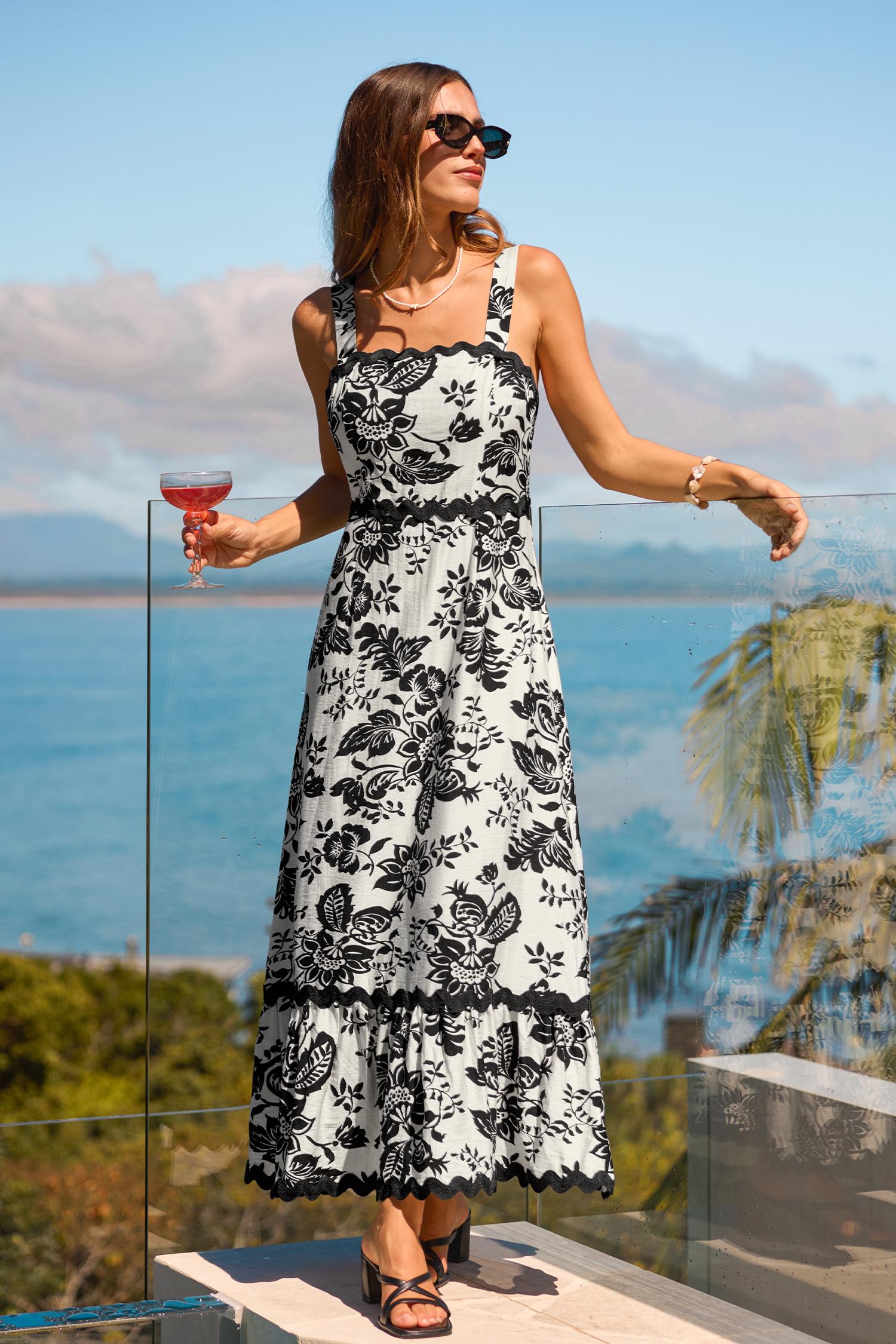 all aboard floral maxi dress - m