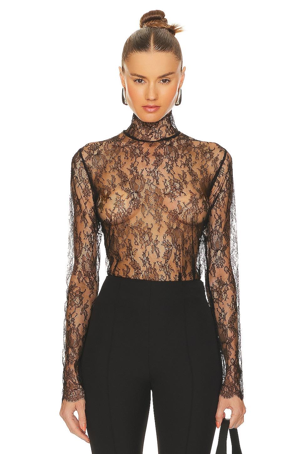 all over lace turtleneck top