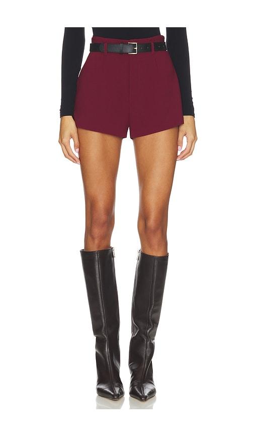all the ways alia shorts in burgundy.