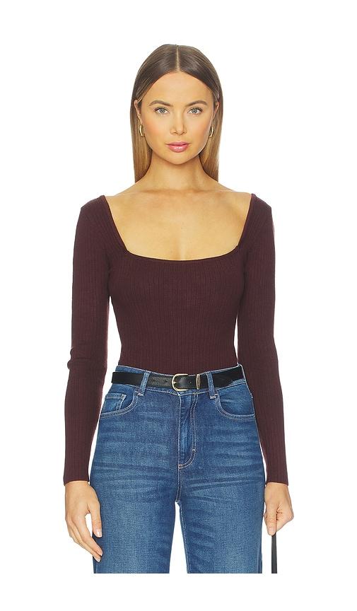 all the ways amalia square neck bodysuit in brown.