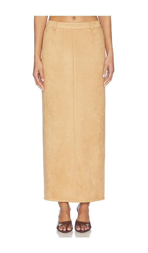 all the ways bailey faux suede skirt in beige.