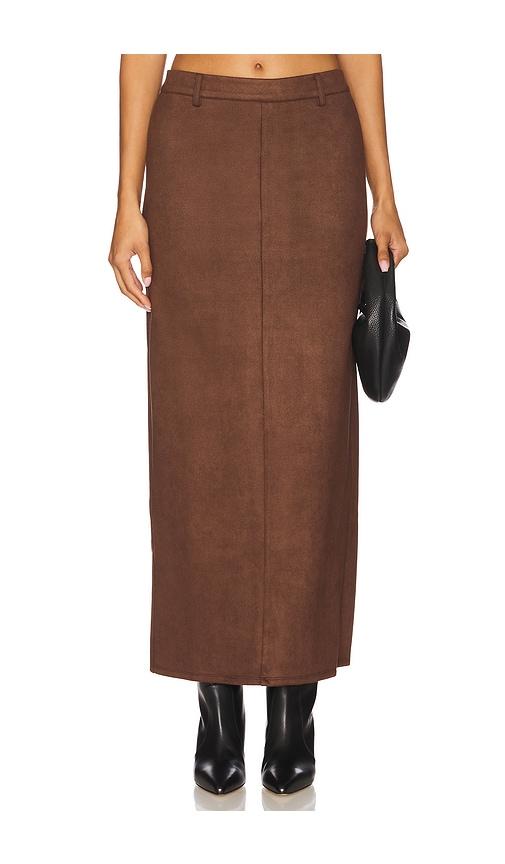 all the ways bailey faux suede skirt in brown.