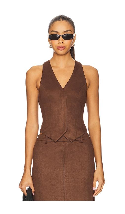 all the ways bailey faux suede vest in brown.