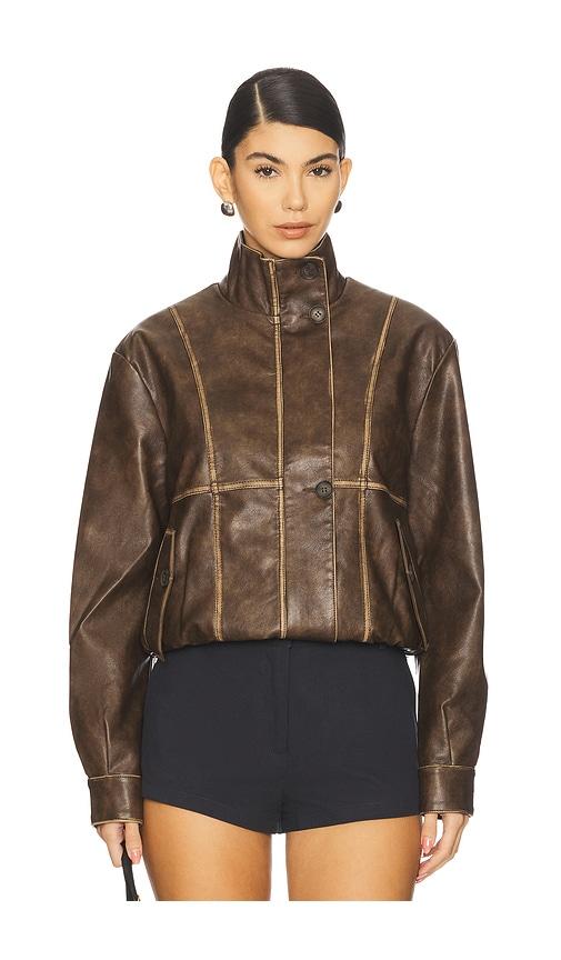 all the ways bella faux leather bomber in brown.