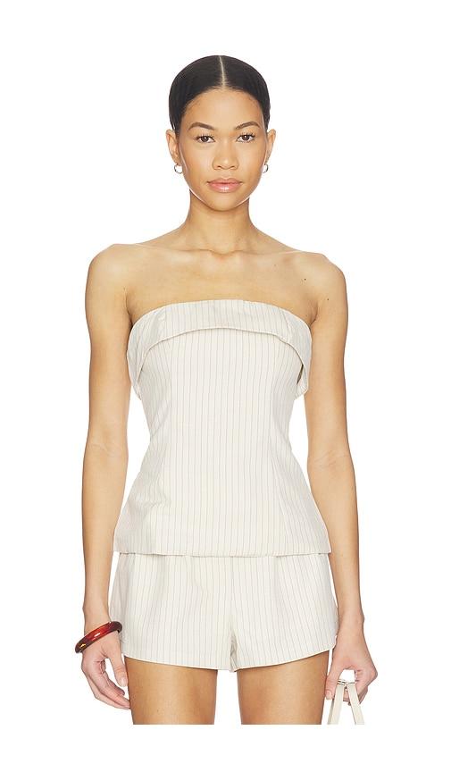 all the ways braylon strapless top in beige.