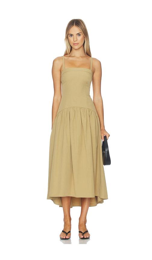 all the ways callista midi dress in brown.