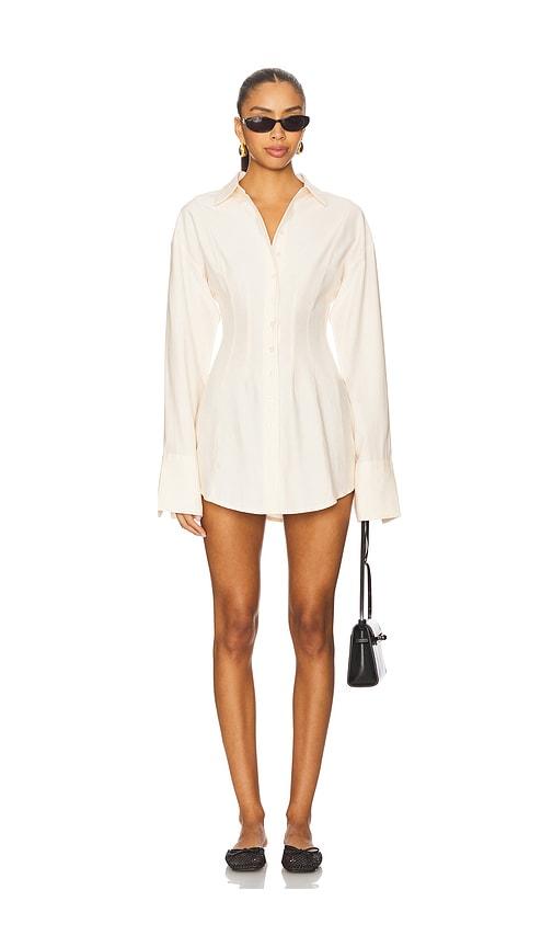 all the ways charitie button up mini dress in cream.