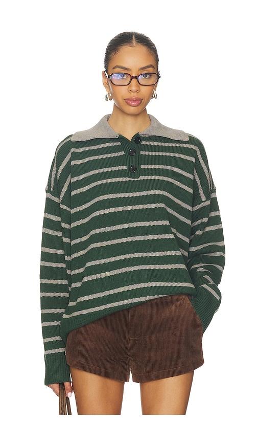 all the ways clydie polo sweater in green.