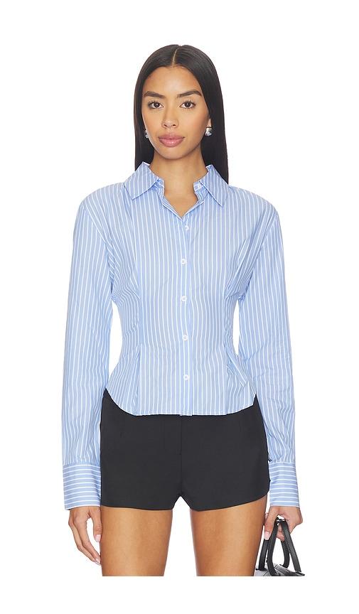 all the ways ellie button up top in baby blue.